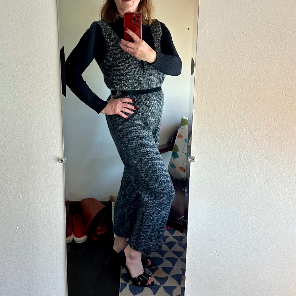 Moda Donatella Pittsburgh Retro Tweed Sleeveless Knit Jumpsuit, Size M